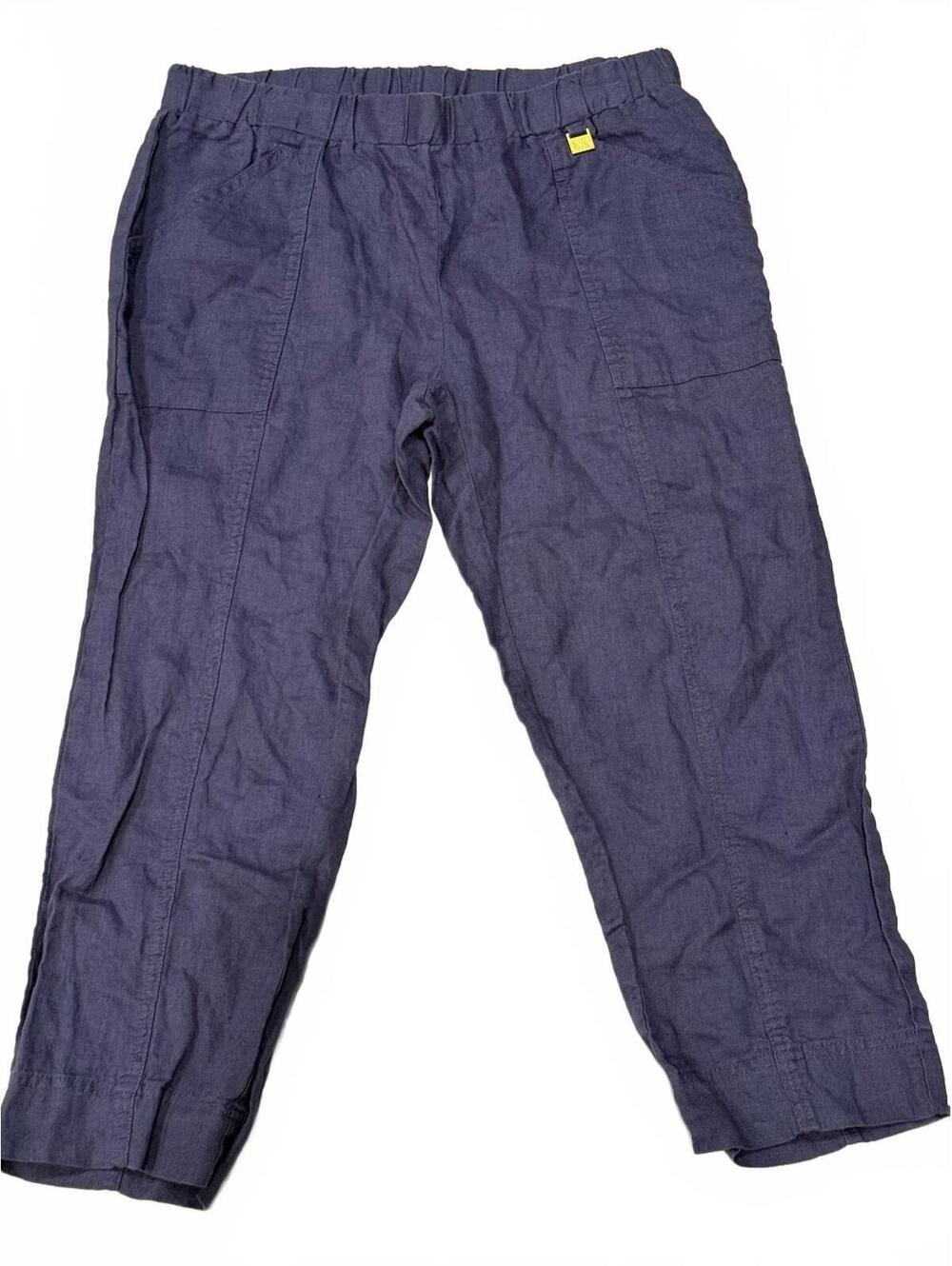 Ellen Tracy Women's Navy Blue Linen Cropped Pants